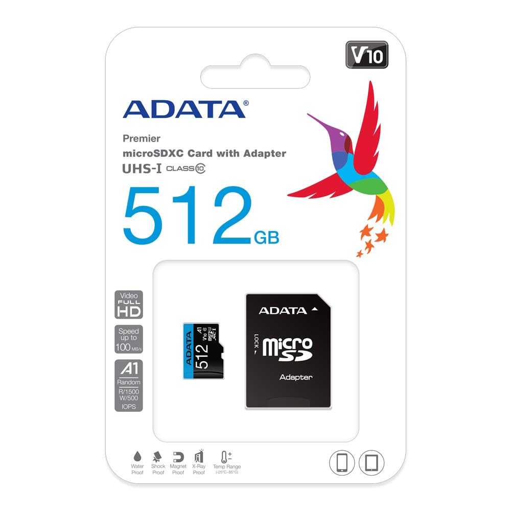 Amazon.com: ADATA 512GB AData Premier microSDXC A1 UHS-1 CL10